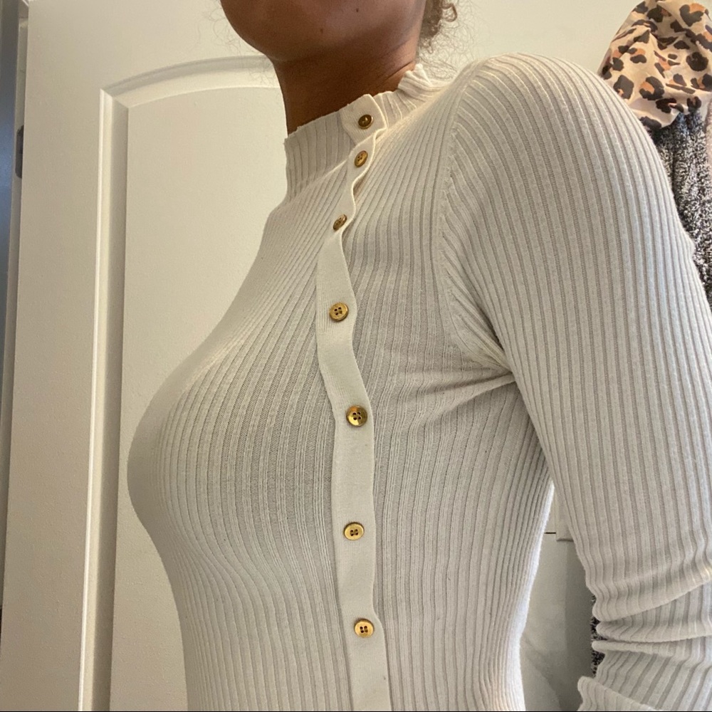 Top shop white mock neck long sleeve top